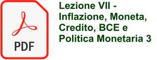 Lezione VII -  Inflazione, Moneta, Credito, BCE e Politica Monetaria 3